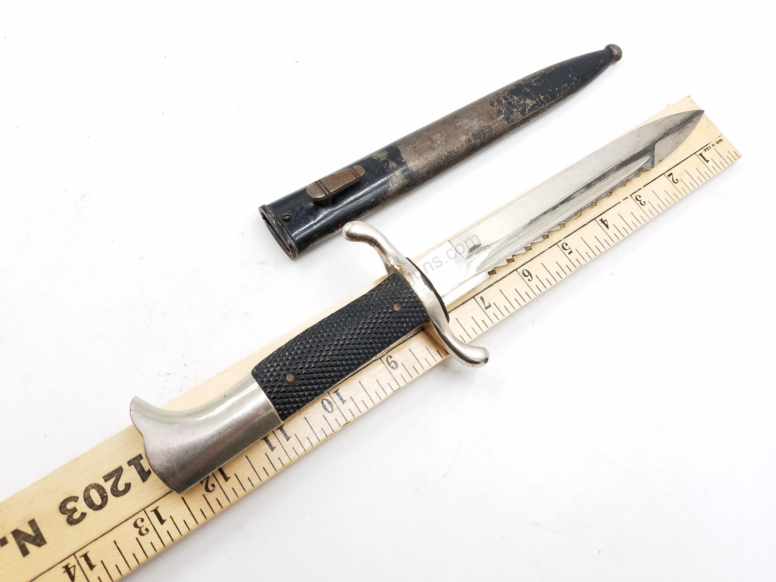 German Fireman's Eickhorn mfg. Saw Back Bayonet & Scabbard - Image 19