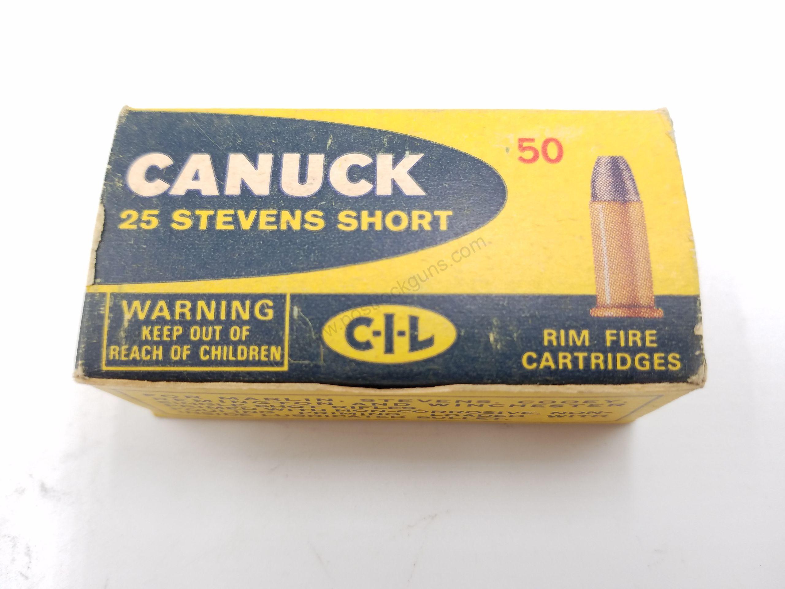 Ammunition Antique No FFL Parts & Magazines Rimfire 25 Stevens Short New Old Stock None Required Canadian Industries Limited Canada